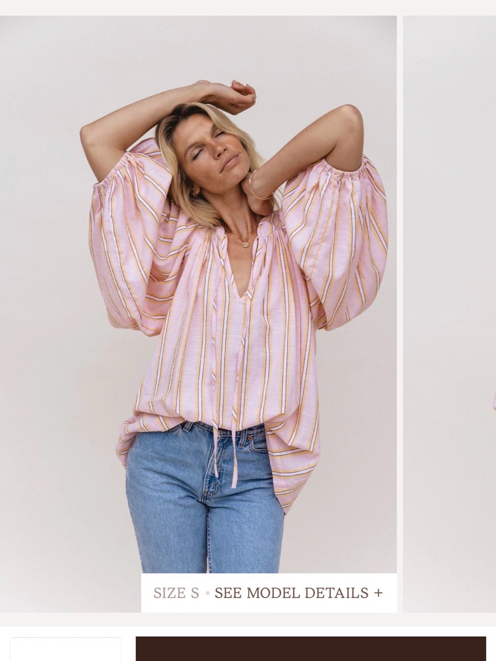 Daughters of India Poet Blouse in Vanilla - Picture 6 of 12